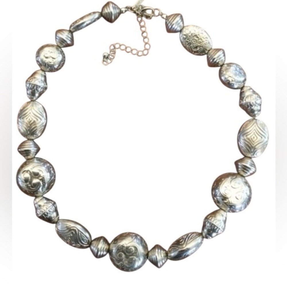 Lane Bryant Silver Colored Bulky Metal Necklace 17”